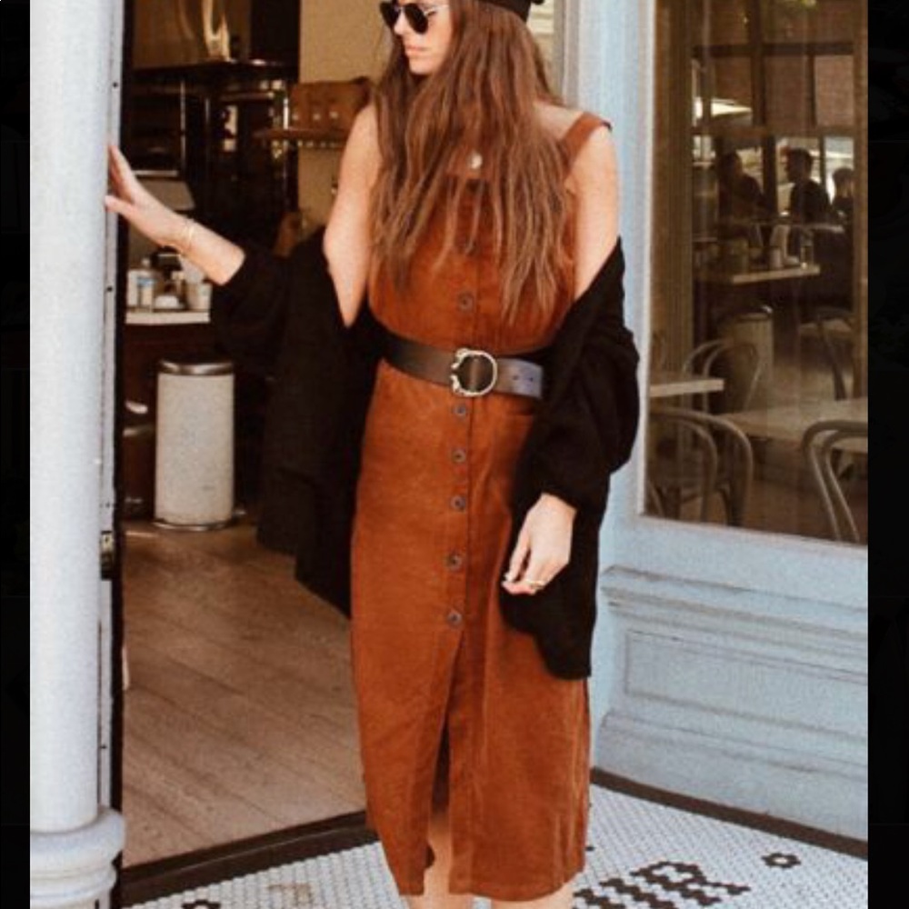 NEW Corduroy Midi Buttons Dress